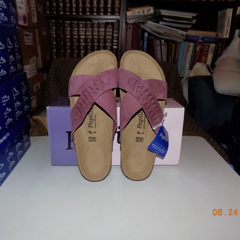 New Birkenstock Papillio Daytona Braided wine leather